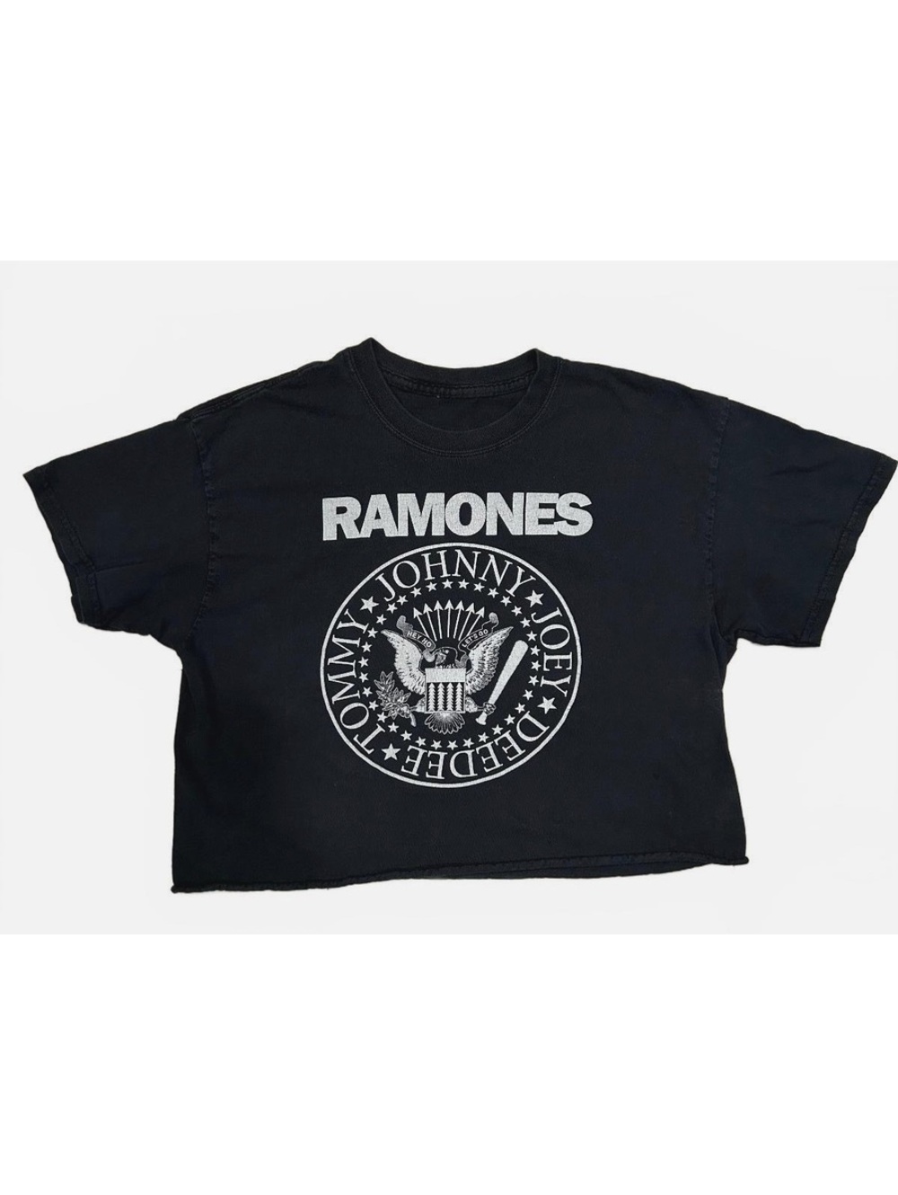 Ramones Cropped Band Tee Black Women's M Punk Rock Music Festival Vintage Style